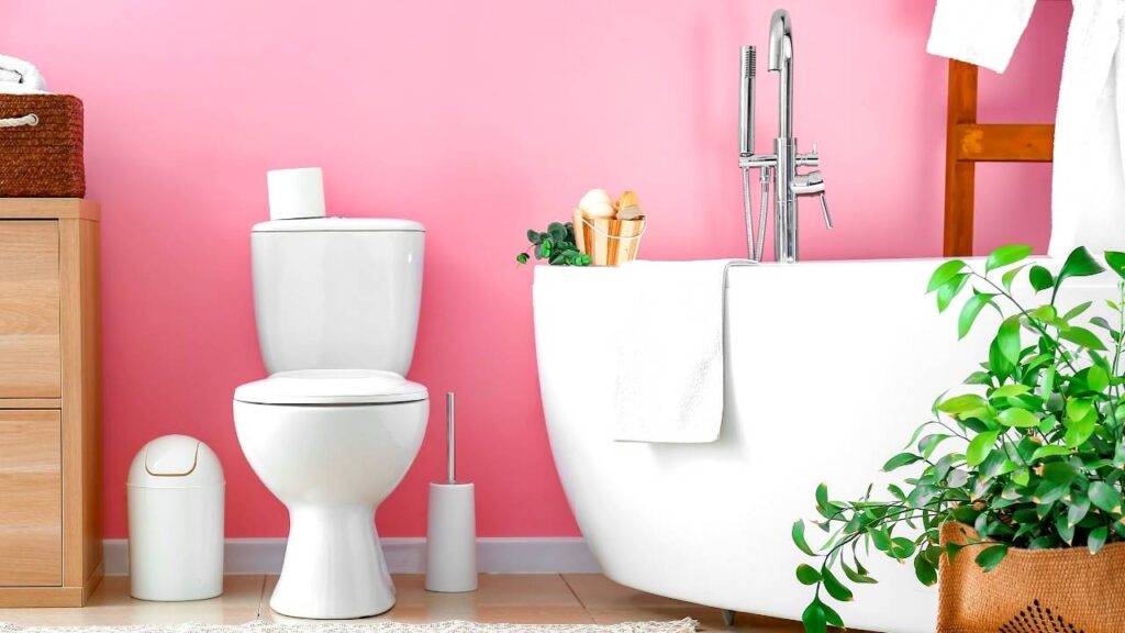 HOW TO DECORATE A PINK BATHROOM ON A BUDGET.