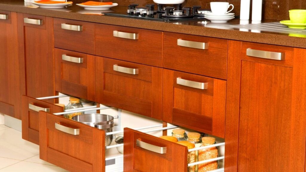 Sliding Drawers Of The kitchen.